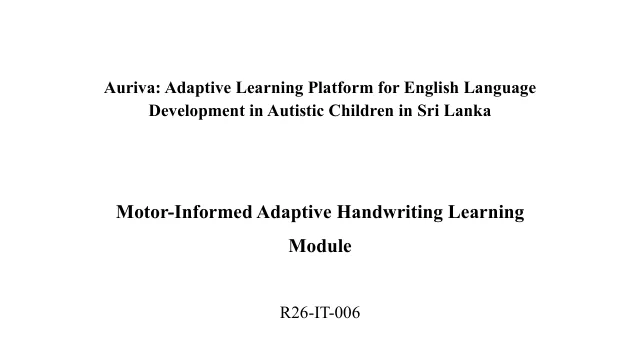 Cover of the Handwriting proposal report